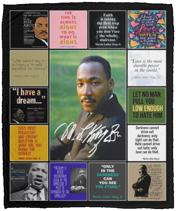 Martin Luther King Blanket, Martin Luther King Quotes Fleece, Sherpa Blanket VPM Cozy Plush Fleece Blanket - 50x60