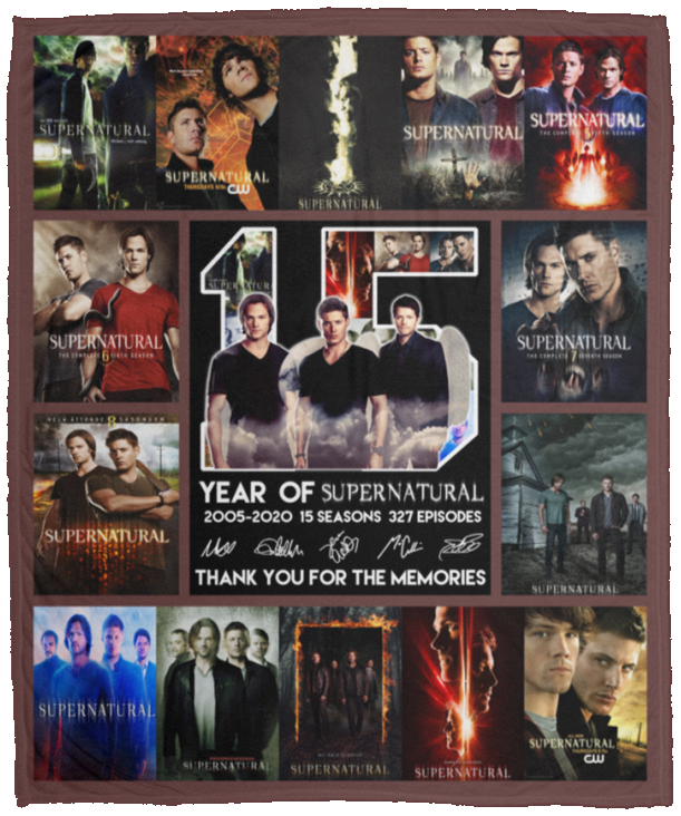 Supernatural 15 Years Blanket, Supernatural TV Series Fleece, Sherpa Blanket VPM Cozy Plush Fleece Blanket - 50x60