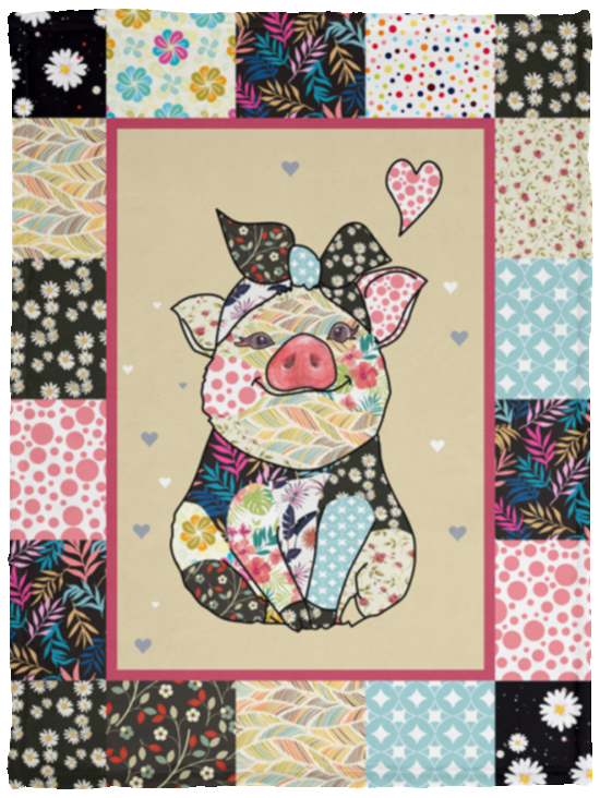 CUTE PIG Blanket, Pig Fleece, Sherpa Blanket, Pig Lover Gift Ideas VPS Cozy Plush Fleece Blanket - 30x40