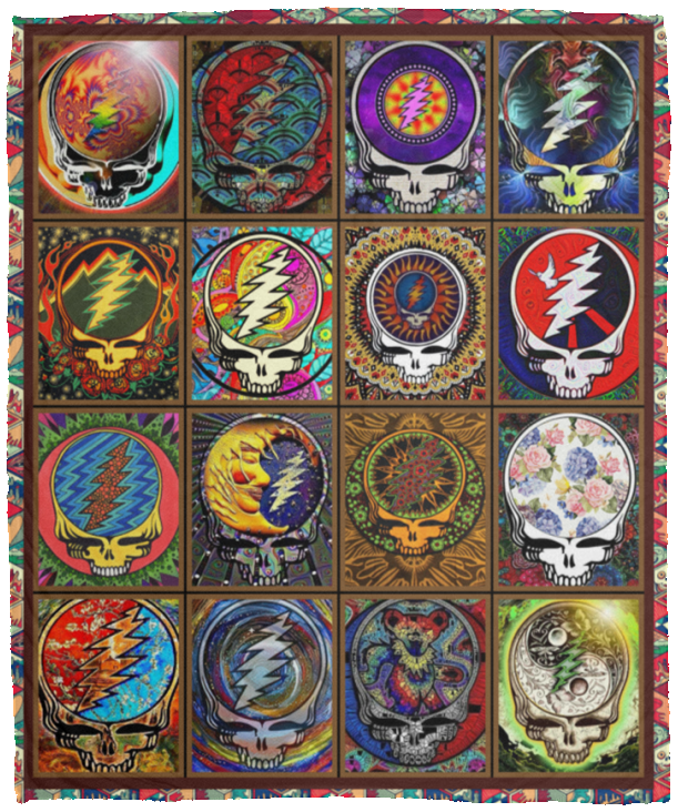 Skull Grateful Dead Steal Your Face Grateful Dead  V2  - VPM Cozy Plush Fleece Blanket - 50x60