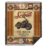 The Legendary Scout Indian Motorcycle Fleece Sherpa Throw Blanket Quilt - WB56 Woven Blanket - 50x60