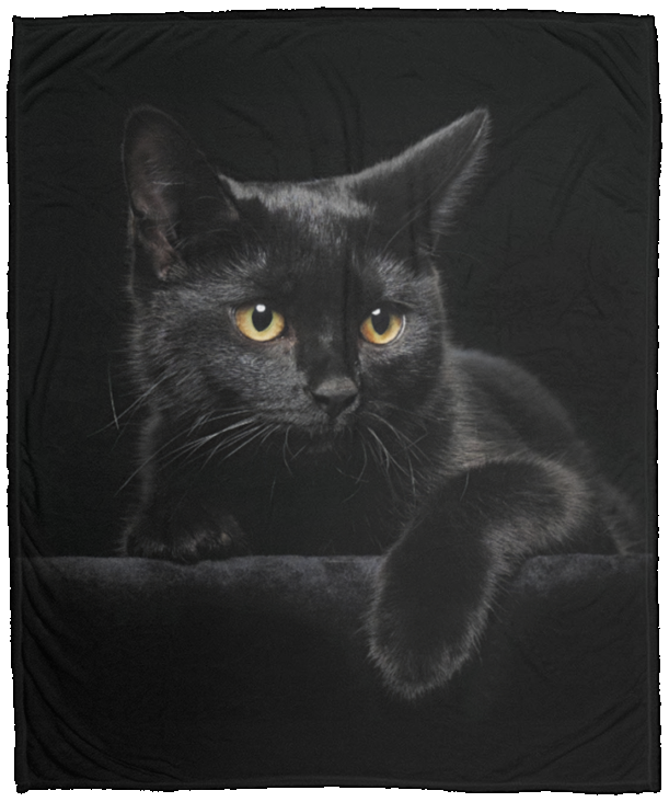 Halloween Black Cat Blanket, Soft Fleece, Sherpa Blankets Gifts, Black Cat  - VPM Cozy Plush Fleece Blanket - 50x60
