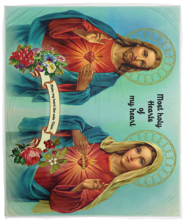 Mr.Jyotis Sacred and Immaculate Hearts Throw Blanket Soft Fleece Throw Blanket - VPM Cozy Plush Fleece Blanket - 50x60
