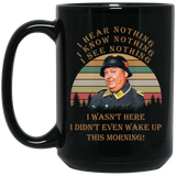 I Hear Nothing I Know Nothing I See Nothing Vintage Retro Mug Gift Sergeant Schultz Hogan's Heroes Coffee Mug 15oz Black