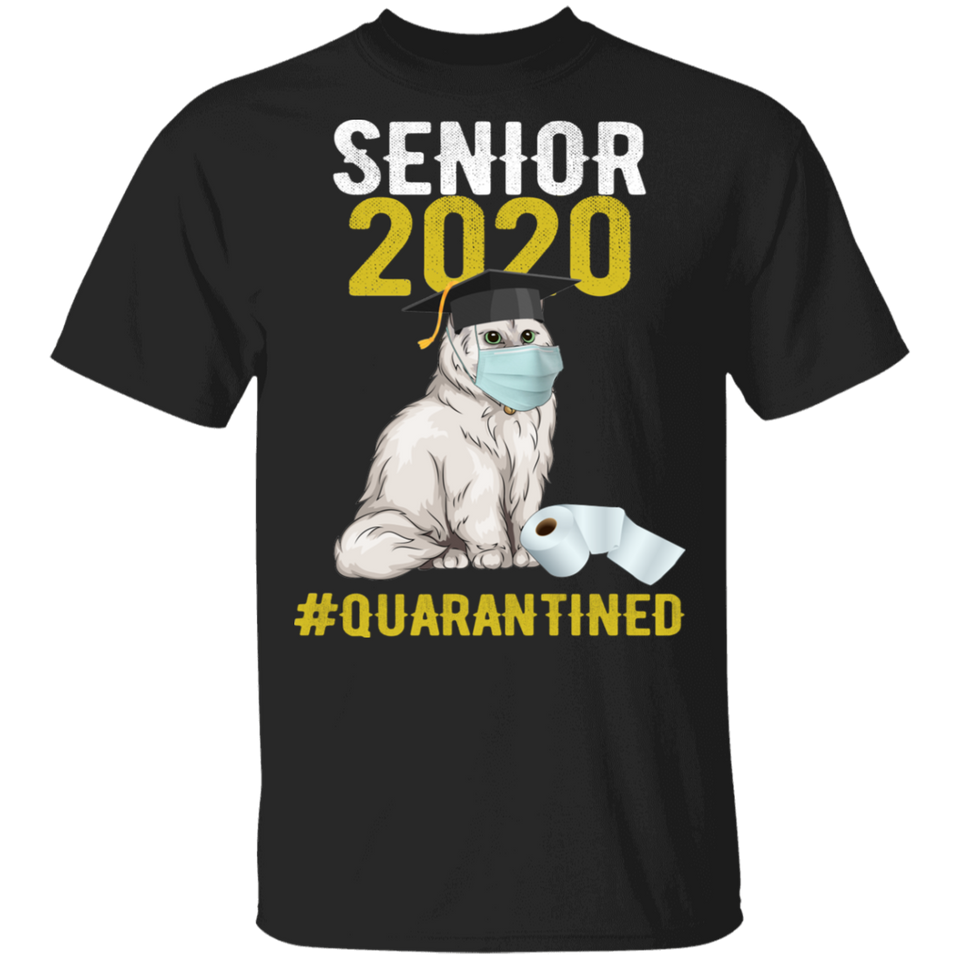Senior 2020 Quarantine T-Shirt Class Of 2020 Graduation Grad Cat T Shirt