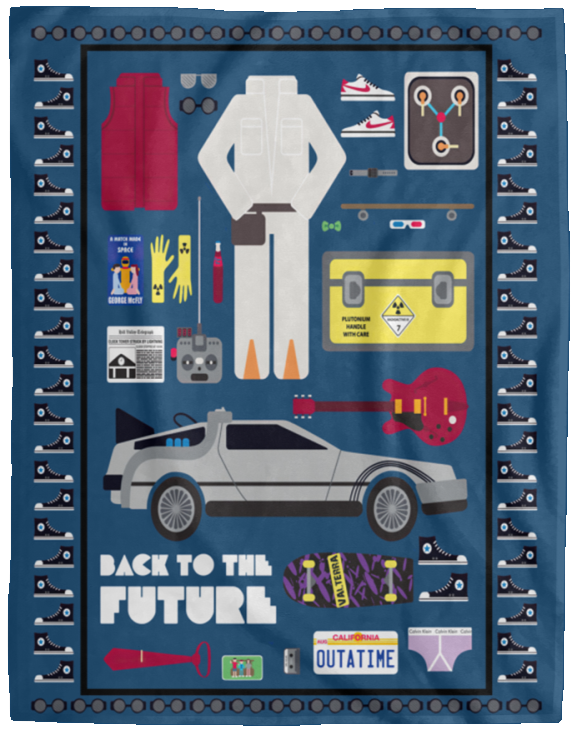 Back To The Future Blanket DeLorean Quilt Fleece Sherpa Throw Blanket VPL Cozy Plush Fleece Blanket - 60x80