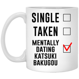Single Taken Mentally Dating Katsuki Bakugou Coffee Mug, Funny Katsuki Bakugou Cosplay Costume Lover Mug, Ideal Novelty Gift for Boku no Hero Academia 11oz