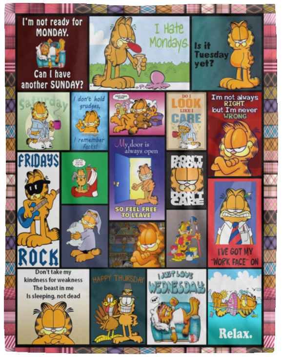 Garfield Blanket Garfield Lover Quilt Garfield Cat Fleece Sherpa Throw Blanket - VPL Cozy Plush Fleece Blanket - 60x80