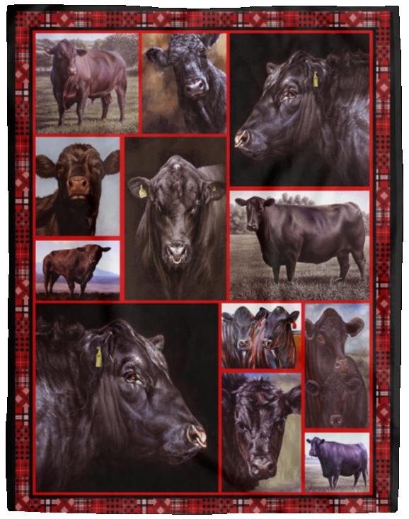 Black Angus Lovely Black Angus Blanket, Fleece, Sherpa Blanket VPL Cozy Plush Fleece Blanket - 60x80