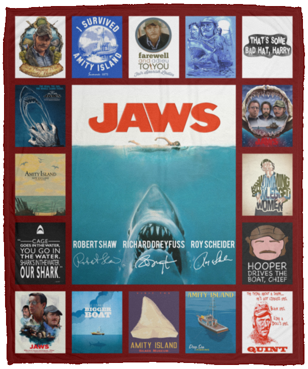 JAWS Blanket Horror Movie Quilt Halloween Fleece Sherpa Throw Soft and Warm VPM Cozy Plush Fleece Blanket - 50x60