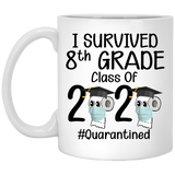 Graduation Coffee Mug 11oz White - I Survived 8th Grade Class Of 2020 Quarantined - Funny Congratulations Quarantine Social Distancing Korona Gift For