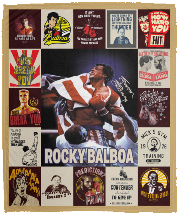 Rocky Balboa Blanket, Rocky Balboa Movie Fleece, Sherpa Blanket VPM Cozy Plush Fleece Blanket - 50x60