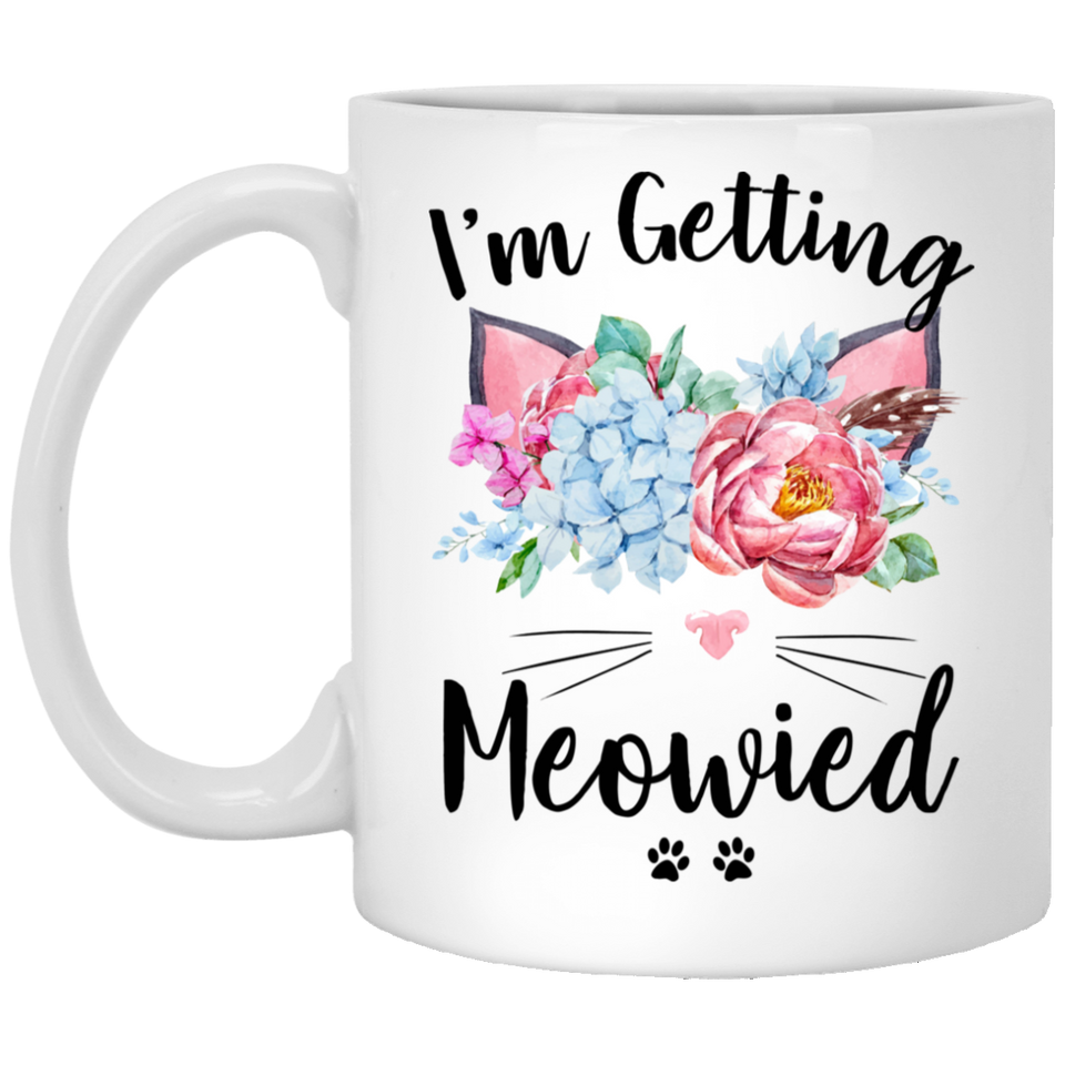 Jyotis - I'm Getting Meowied Mug, Cute Engagement Mug, Cat Lover Just Engaged Mug Bridal Shower Gift Wedding Gift for Cat Lover Gift Cute Wedding Mug 11Oz