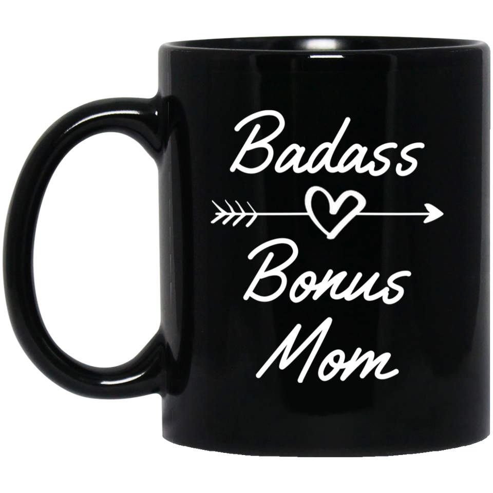 Badass Bonus Mom Coffee Mug, Gift Coffee Mug For Her Christmas Gift Badass Bonus Mom Mother's Day Gift, Gift for Mom, Ceramic Coffee Mug Tea Cup Black 11OZ