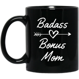 Badass Bonus Mom Coffee Mug, Gift Coffee Mug For Her Christmas Gift Badass Bonus Mom Mother's Day Gift, Gift for Mom, Ceramic Coffee Mug Tea Cup Black 11OZ