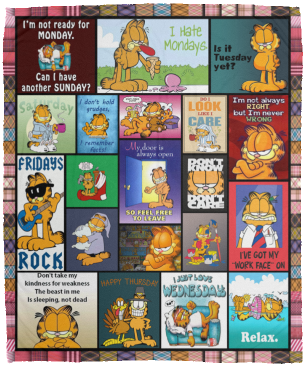 Garfield Blanket Garfield Lover Quilt Garfield Cat Fleece Sherpa Throw Blanket - VPM Cozy Plush Fleece Blanket - 50x60
