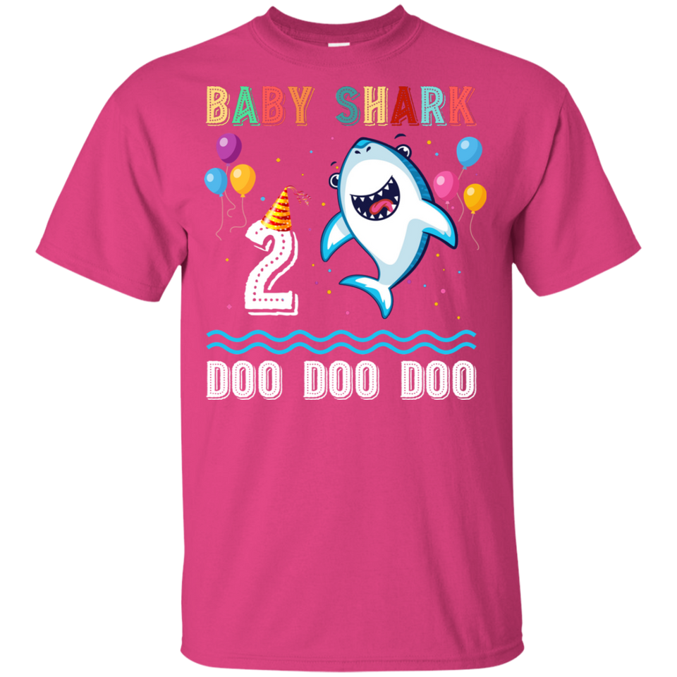 Kids Baby Shark Shirt Toddler 2nd birthday 2 Year Old Boy or Girl (G200B Gildan Youth Ultra Cotton T-Shirt)