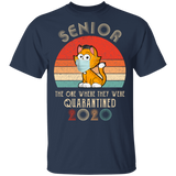 Senior Class Of 2020 Quarantine Shirt Graduation Vintage Cat T-Shirt