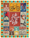 Bicycle Blanket, Life is better on a bike Fleece, Sherpa Blanket - VPL Cozy Plush Fleece Blanket - 60x80