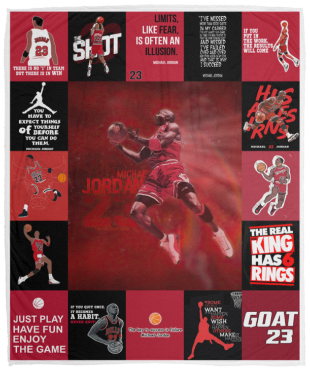 Michael Jordan Quilt Fleece Sherpa Throw Blanket for Bedroom Living Room Sofa - VPM Cozy Plush Fleece Blanket - 50x60