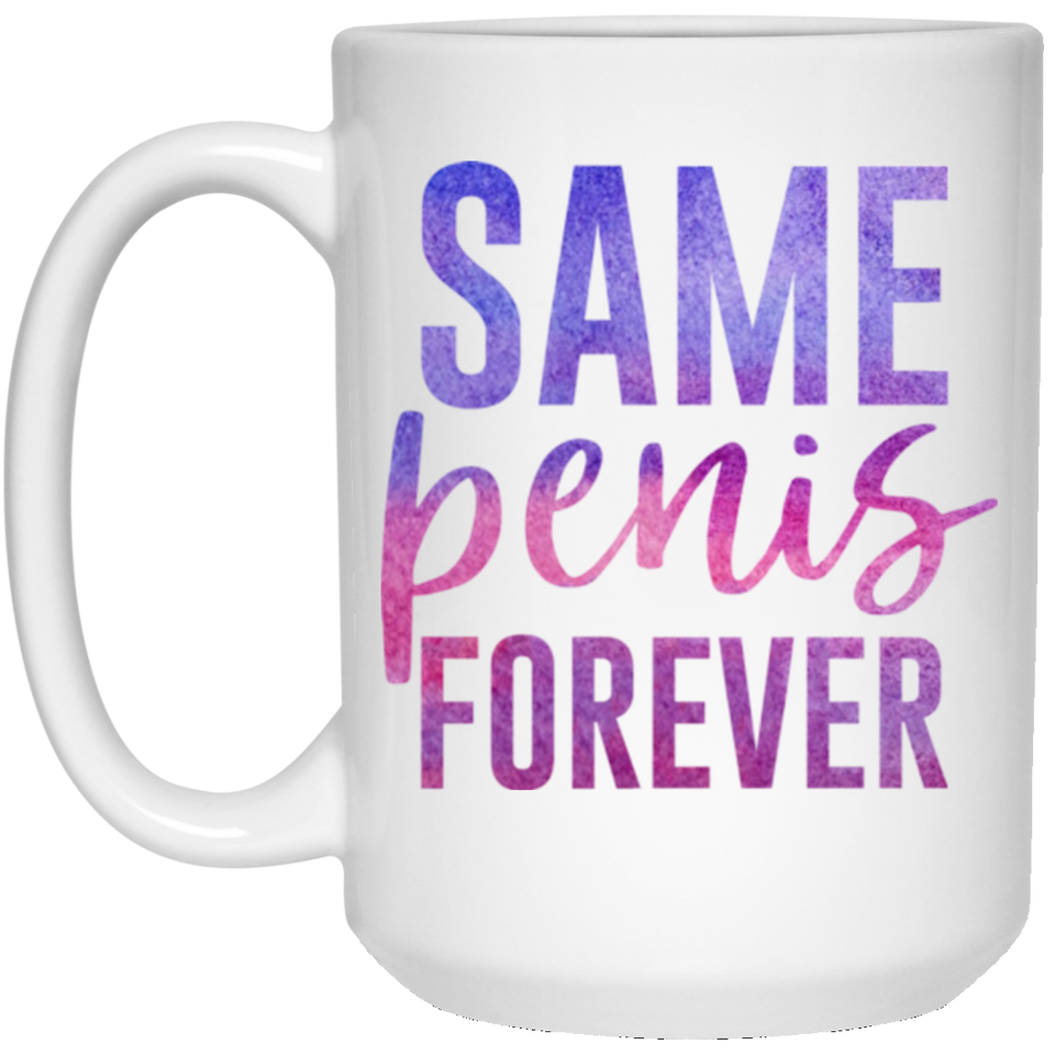 Same Penis Forever Coffee Mug, Wedding Party Coffee Mug Gift, Rose Gold Faux Glitter, Funny Engagement Bridal Shower Bachelorette Party Decorations Gift Ideas 15Oz