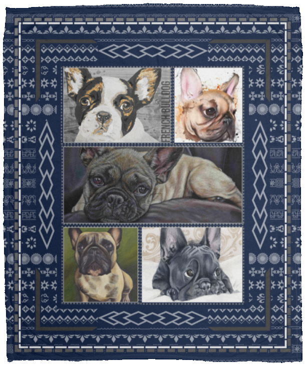 French Bulldog Blanket, French Bulldog Lover Fleece, Sherpa Blanket Gift Ideas - VPM Cozy Plush Fleece Blanket - 50x60