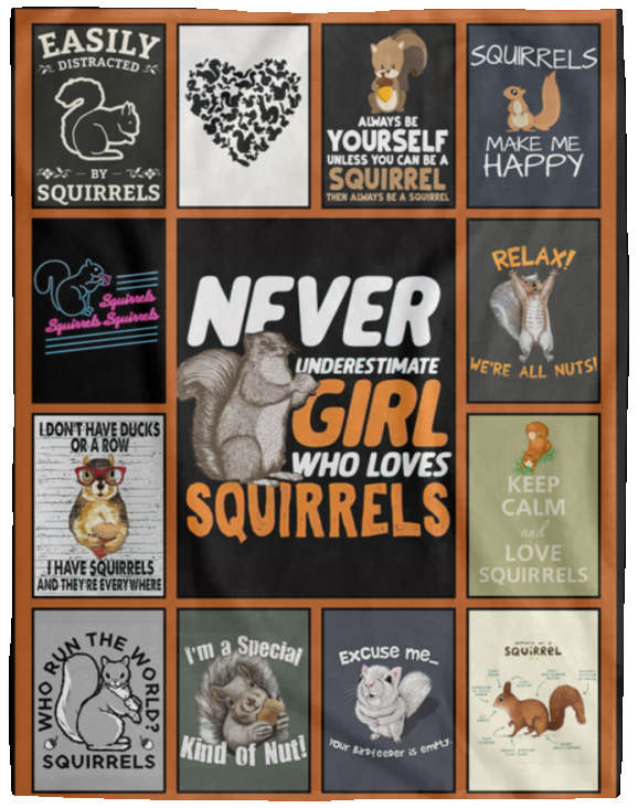 Squirrel 01 3D Quilt Blanket Fleece Sherpa Throw Blanket Quilt VPL Cozy Plush Fleece Blanket - 60x80
