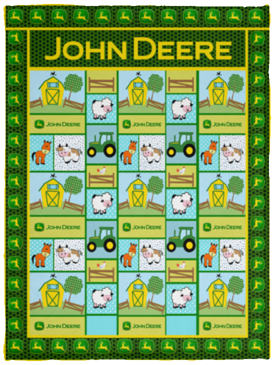 JOHN DEERE 3D Quilt Blanket Fleece Sherpa Throw Blanket Quilt VPS Cozy Plush Fleece Blanket - 30x40