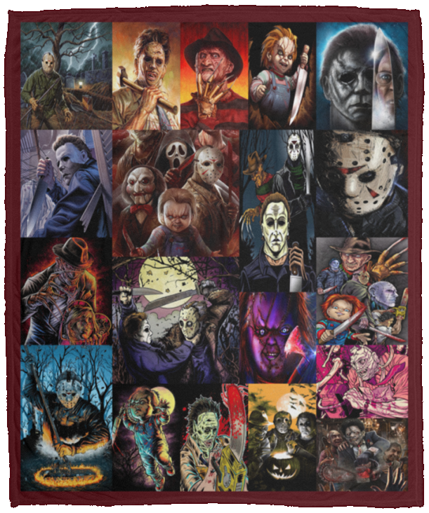 Best Horror Movies Characters Blanket, Gift for Horror Movie Fans Fleece VPM Cozy Plush Fleece Blanket - 50x60