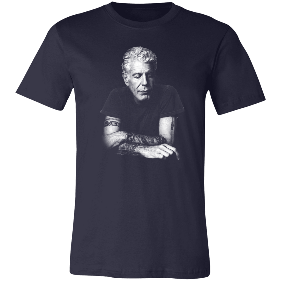 Anthony Bourdain T-Shirt Chef Gift - Anthony Bourdain Shirt - Canvas Unisex T-Shirt Black Navy