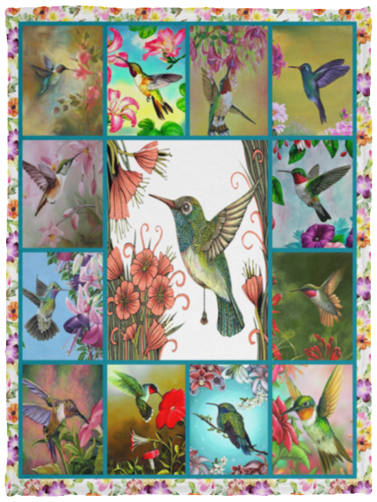 Hummingbird Blanket, Hummingbird Fleece, Sherpa Blanket VPS Cozy Plush Fleece Blanket - 30x40