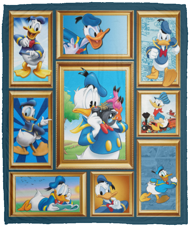 Donald Duck Quilt Blanket Fleece Sherpa Throw Blanket - VPM Cozy Plush Fleece Blanket - 50x60