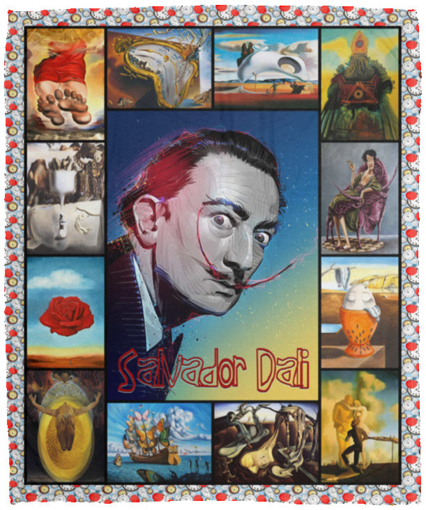 Salvador Dali Blanket Surrealism Quilt Fleece Sherpa Throw Blanket VPM Cozy Plush Fleece Blanket - 50x60