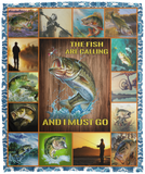 The Fish Are Calling I Must Go Blanket Fish 3D Quilt Fleece Sherpa Fisherman VPM Cozy Plush Fleece Blanket - 50x60