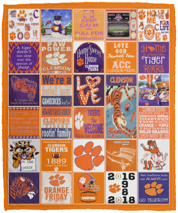 Clemson Tiger Blanket Supersof Fleece Sherpa Throw Quilt for Bedroom Living Room VPM Cozy Plush Fleece Blanket - 50x60