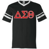 Delta 1913 Sigma Theta Paraphernalia T-Shirt Womens Delta Sigma Theta T-Shirt (360 Augusta V-Neck Sleeve Stripe Jersey)