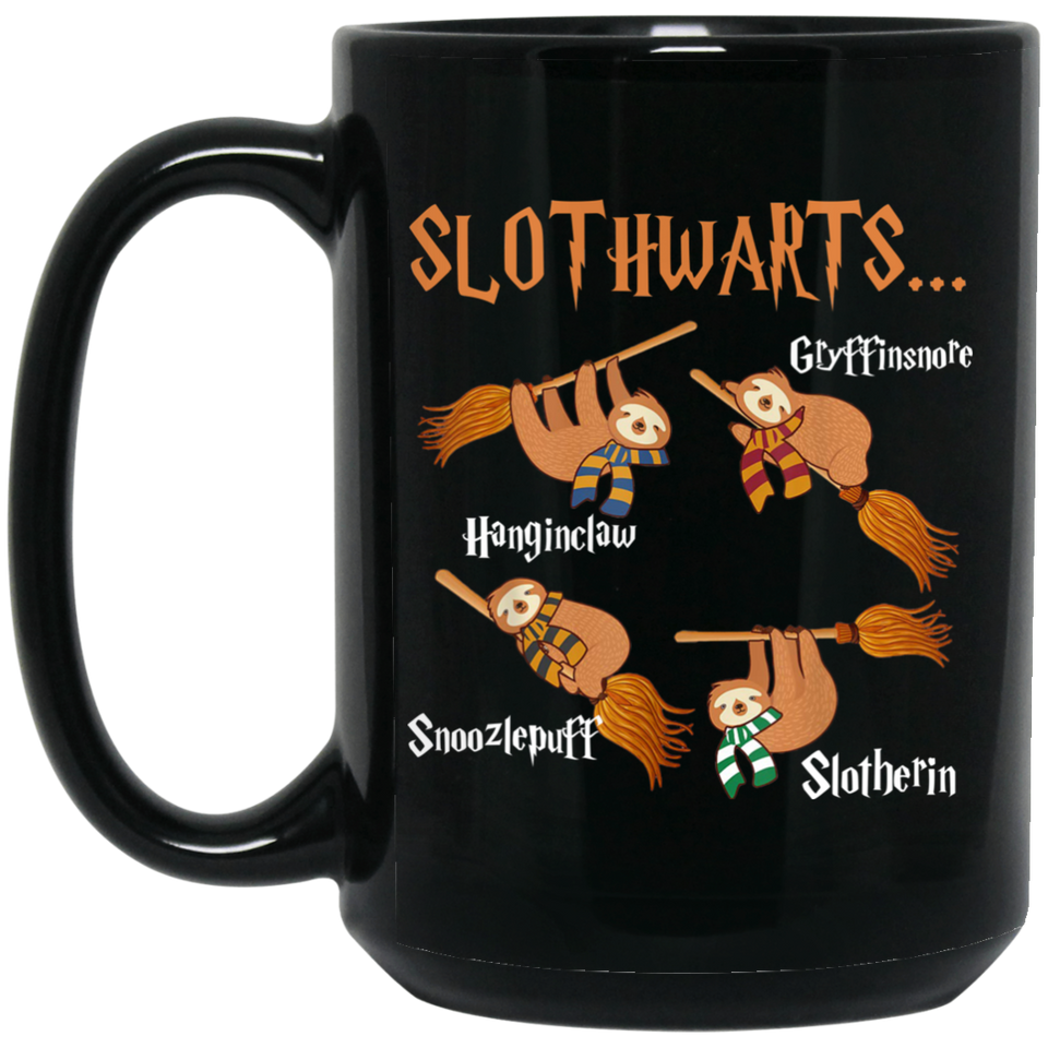 Harry Cute Sloth, Slothwarts Potter Coffee Mug, Harry Slothwarts Sloth Mug Gift for Birthday, Halloween Coffee Mug 15oz Black b