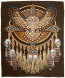 Native American Beadwork Owl Mandala Blanket Native American Quilt Fleece Sherpa VPM Cozy Plush Fleece Blanket - 50x60