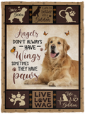 Golden Retriever Blanket, Angels Don't Always Have Wings Fleece, Sherpa Blanket - VPS Cozy Plush Fleece Blanket - 30x40