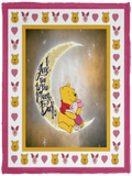 Pooh Blanket, I love you to the Moon and back Fleece, Sherpa Blanket - VPS Cozy Plush Fleece Blanket - 30x40