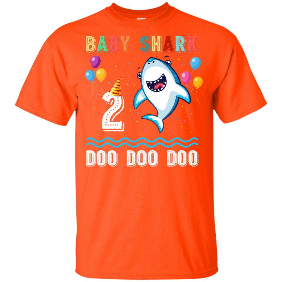 Kids Baby Shark Shirt Toddler 2nd birthday 2 Year Old Boy or Girl (G200B Gildan Youth Ultra Cotton T-Shirt)