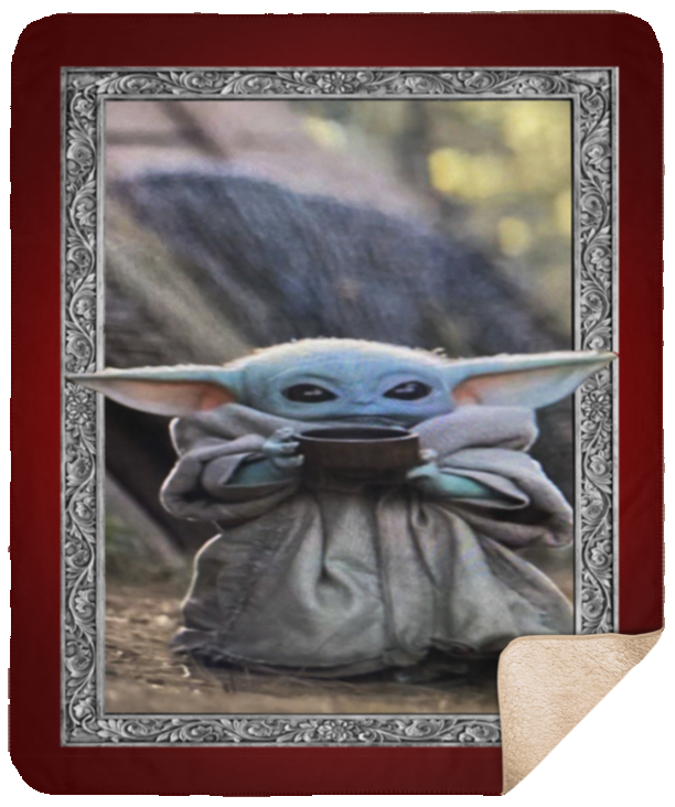 Baby Yoda Star-Wars Mandalorian Quilt - Baby Yoda Drink Soup Blanket - Sherpa Blanket - 50"x60"