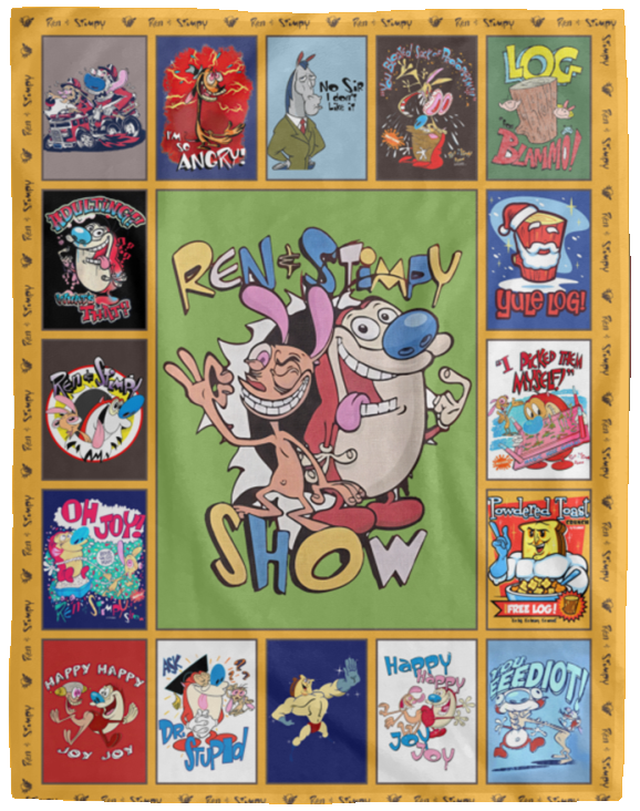 The Ren & Stimpy Show Blanket, Ren and Stimpy Fleece, Sherpa Blanket VPL Cozy Plush Fleece Blanket - 60x80