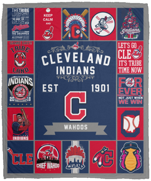 Cleveland Indians Blanket Cleveland Indians Baseball Quilt Fleece Sherpa - VPM Cozy Plush Fleece Blanket - 50x60