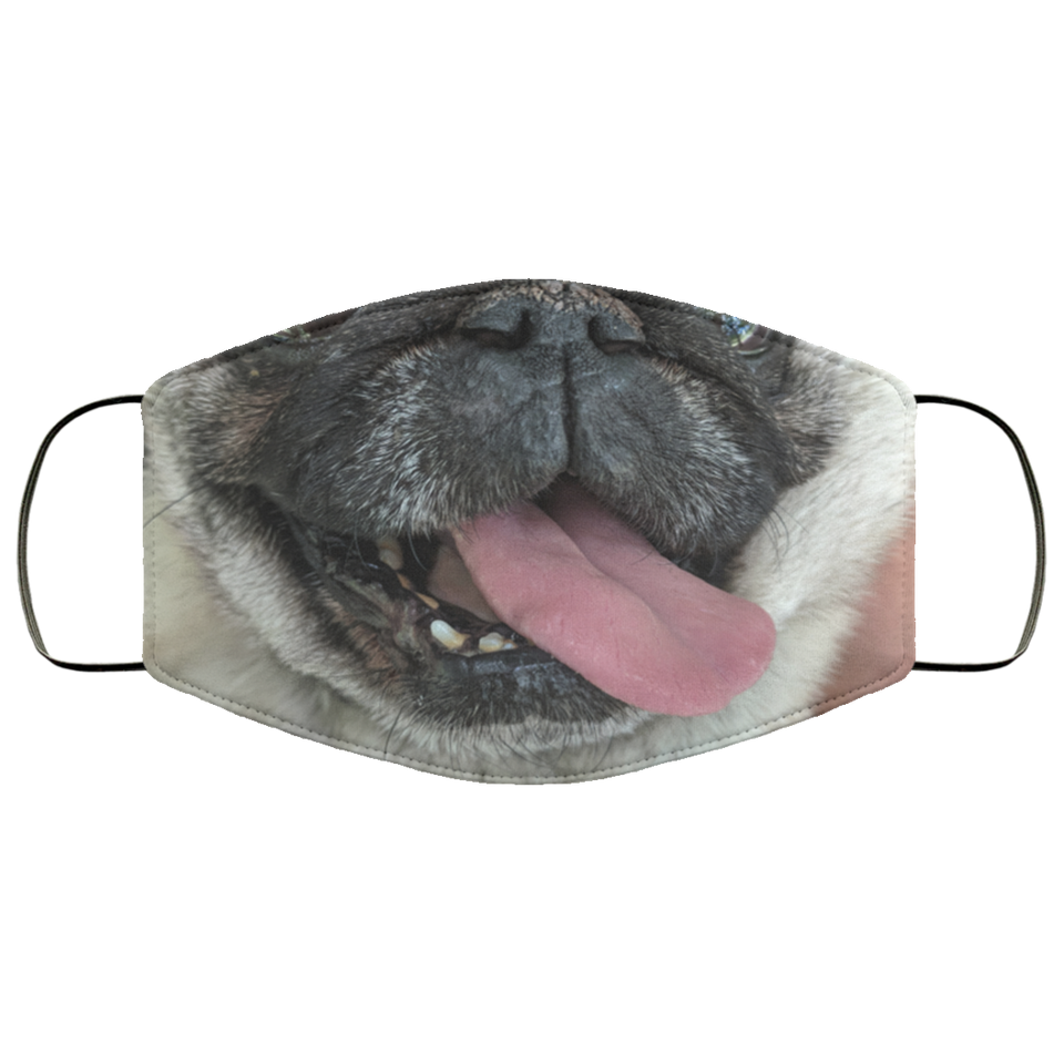 Funny 3D Pug Dog Mom Dad Reusable Washable Face Mask Women Men for Dust Protection