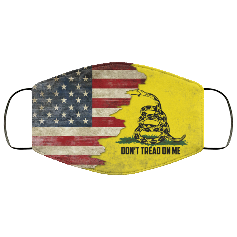 Don't Tread On Me American Flag Design Print Cloth Reusable Washable Face Mask
