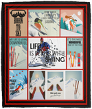 Skiing Blanket Life is Better with Skiing Quilt Fleece Sherpa Gift Idea - VPM Cozy Plush Fleece Blanket - 50x60