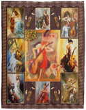 A Woman Playing A Cello Blanket, Girl With Cello Painting Fleece, Sherpa Blanket VPL Cozy Plush Fleece Blanket - 60x80