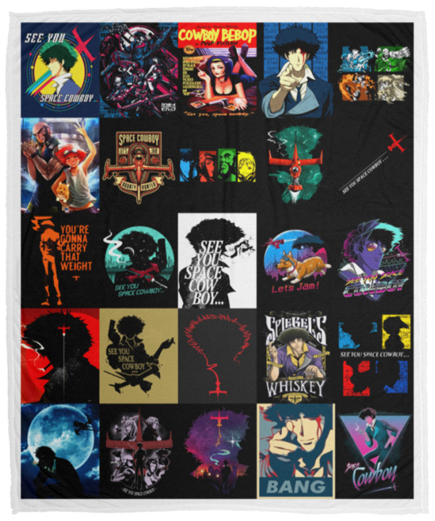 Cowboy Bebop Blanket Anime Quilt Fleece Sherpa Throw VPM Cozy Plush Fleece Blanket - 50x60