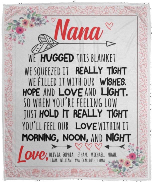 DesDirect Store Nana We Hugged This Blanket You’ll Feel Our Love Cozy Plush Fleece Blanket White - VPM Cozy Plush Fleece Blanket - 50x60